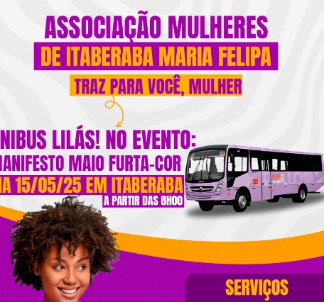 Ônibus Lilás chega a Itaberaba com serviços gratuitos para mulheres no dia 15 de maio