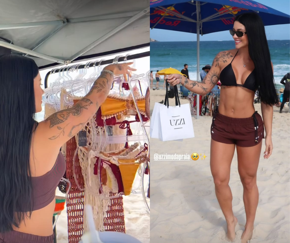 Namorada de Belo vende roupas na praia: “Não tenho medo de trabalhar”